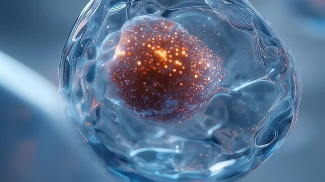 Detailed closeup image featuring exosomes encased in translucent spheres radiating subtle glows in a serene light atmosphere. A compelling visualization that embodies the forefront