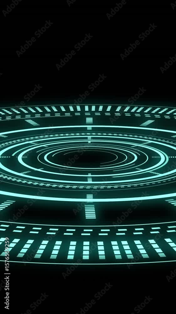 Poster animation of data processing and scope scanning on black background
