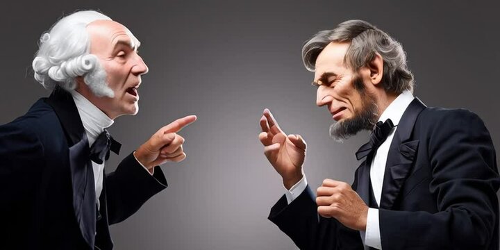 George Washington and Abraham Lincoln are arguing