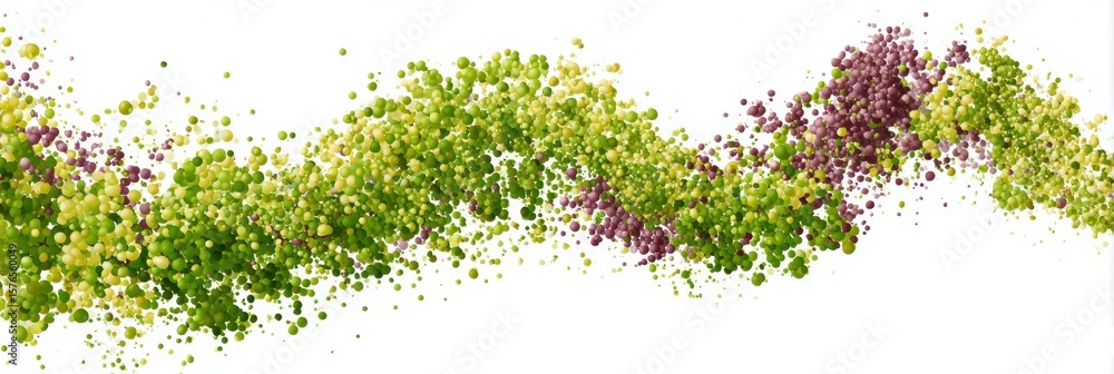 Poster abstract representation of grape clusters forming a dynamic organic wave along an untouched right ma