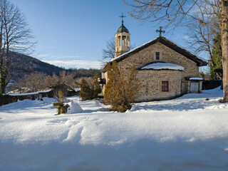 Winter view of village of Bozhentsi, Bulgaria