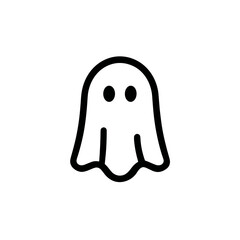 Simple outline illustration of a cartoon ghost character  