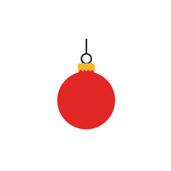 Christmas ornament in red color, vector icon. Holiday season decorations for christmas tree and home. Minimalistic bauble for december festive atmosphere