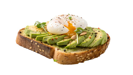 Avocado Toast with Poached Egg on Crispy Bread Garnished with Black Pepper

