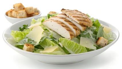 Grilled Chicken Salad with Croutons, Shredded Cheese, and Fresh Greens


