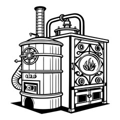 Creative Heat Treatment Furnace Vector Illustration | Industrial Equipment Design for Metalworking, Manufacturing, and Engineering Use