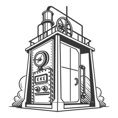 Creative Heat Treatment Furnace Vector Illustration | Industrial Equipment Design for Metalworking, Manufacturing, and Engineering Use