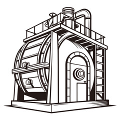 Creative Heat Treatment Furnace Vector Illustration | Industrial Equipment Design for Metalworking, Manufacturing, and Engineering Use