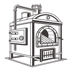 Creative Heat Treatment Furnace Vector Illustration | Industrial Equipment Design for Metalworking, Manufacturing, and Engineering Use