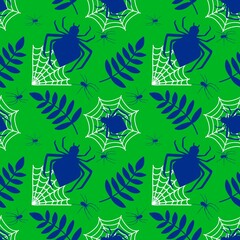 Cartoon monsters seamless Halloween spider pattern for wallpaper and fabrics and textiles and packaging and linens