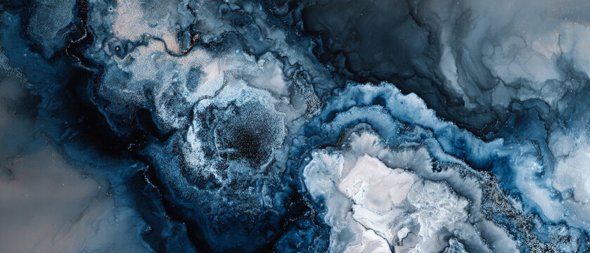 Deep Blue Ink Cloud in Dark Water