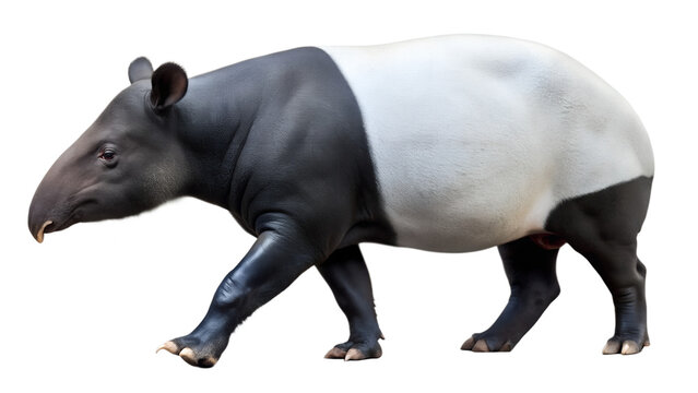 Malayan Tapir Walking Isolated on Transparent Background