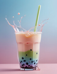 glass of milk with strawberry