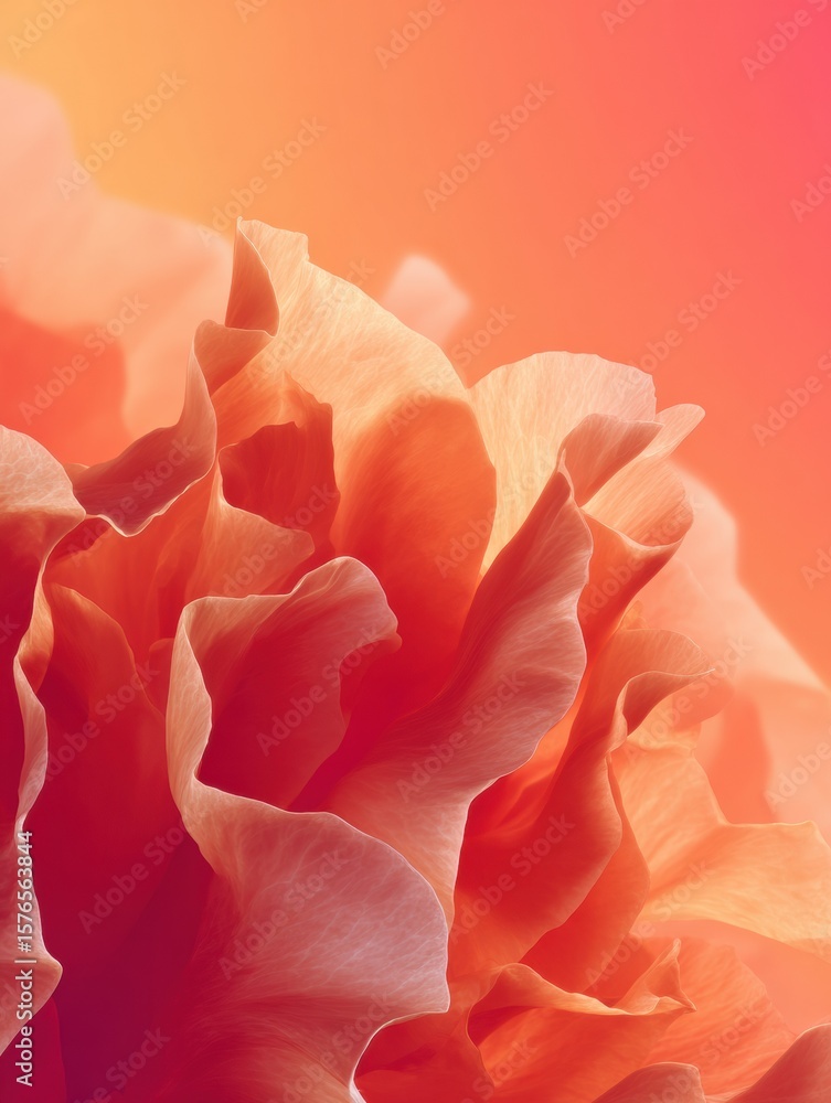 Aufkleber artistic peach flower blur with crisp outlines and a hint of empty space at the top