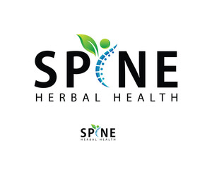 Herbal spine logo creative solution medical clinic nature leave massage