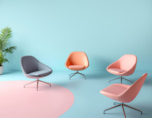 Fototapeta premium Pastel Chairs in a Studio Setting