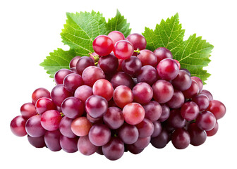 red grapes bunch isolated on white background, png, ai generated.