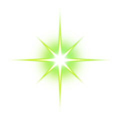 Obraz premium Green star glow effect on transparent background 