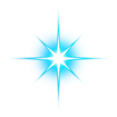 Blue star glow effect on transparent background
