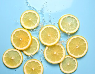 Lemon slices in water splashes (2)