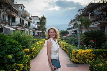 happy woman on the street