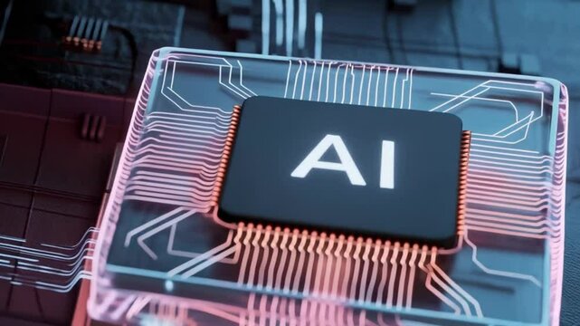 Artificial intelligence concept visual with processor and circuit technology