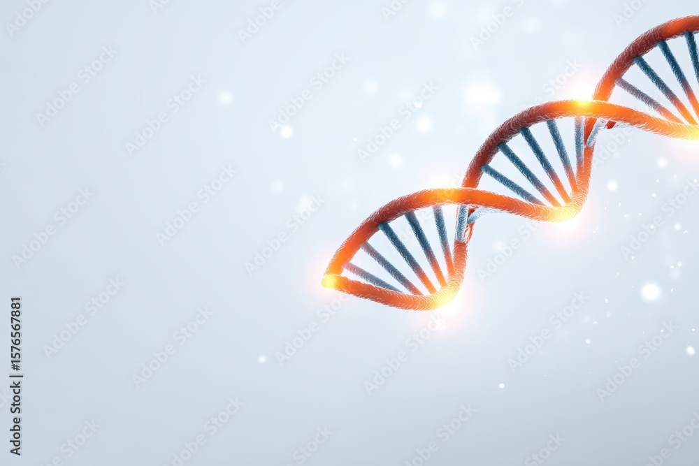 Poster abstract representation of colorful dna helix with luminous effects and soft background