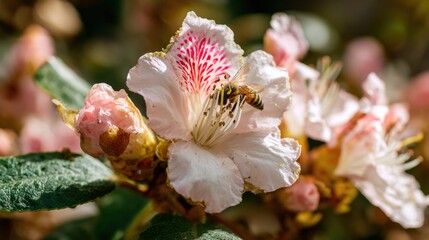 Pink flower with bee