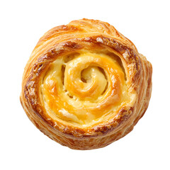 Cheese Danish Pastry Swirl isolated on a transparent background