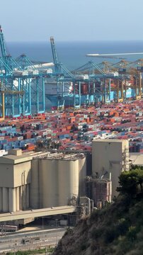 Container terminal in Barcelona, international trade and tariffs