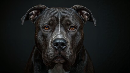Intense Black Dog Portrait with Focused Expression