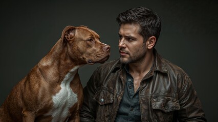  Man and Dog in a Reflective Moment