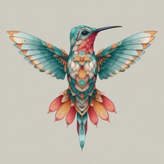 Obraz premium A Hummingbird in Geometric Avian Art