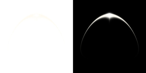 Light arc design on transparent and black background
