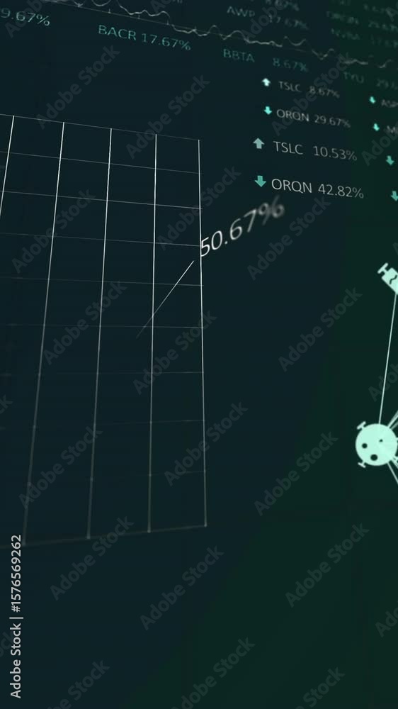 Poster animation of data processing and diagrams over medical icons