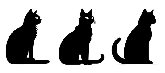 Cat Silhouette Set, vector illustration