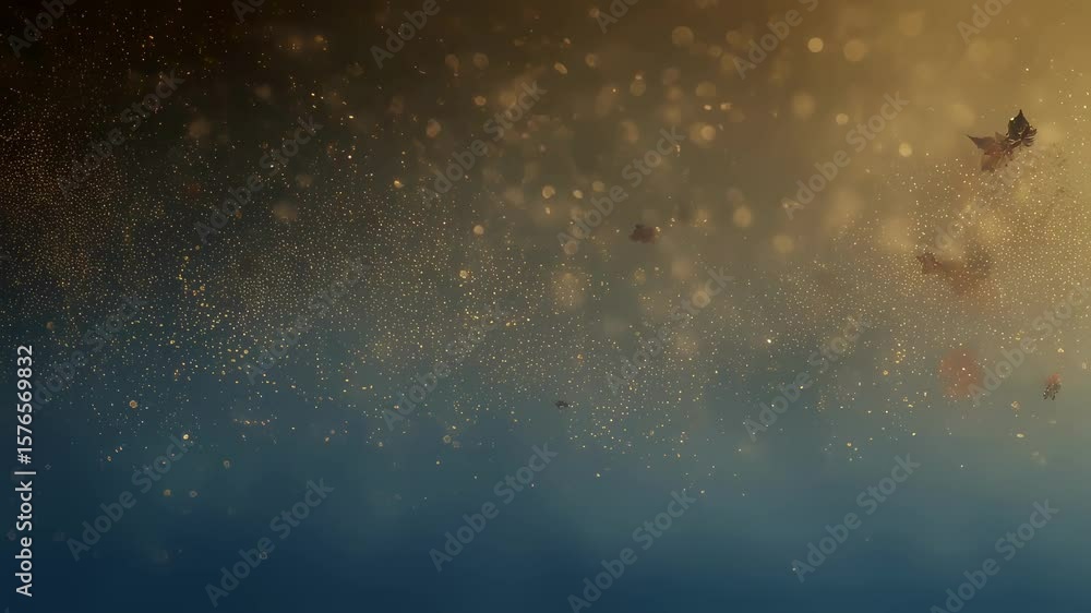 Poster dreamy golden bokeh elements drifting across a tranquil gradient background inspiring feelings of no