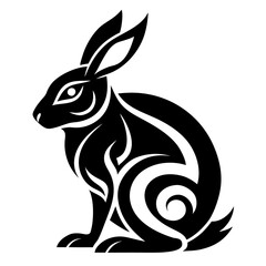 Circular Tribal Rabbit in Crouch Tattoo