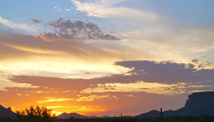 Fototapeta premium Sunset over desert mountains