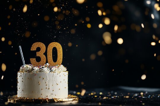 Celebration of a Milestone Birthday With a Decorated Cake and Festive Confetti