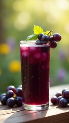 A Glassful of Fresh Cold Grape Juice