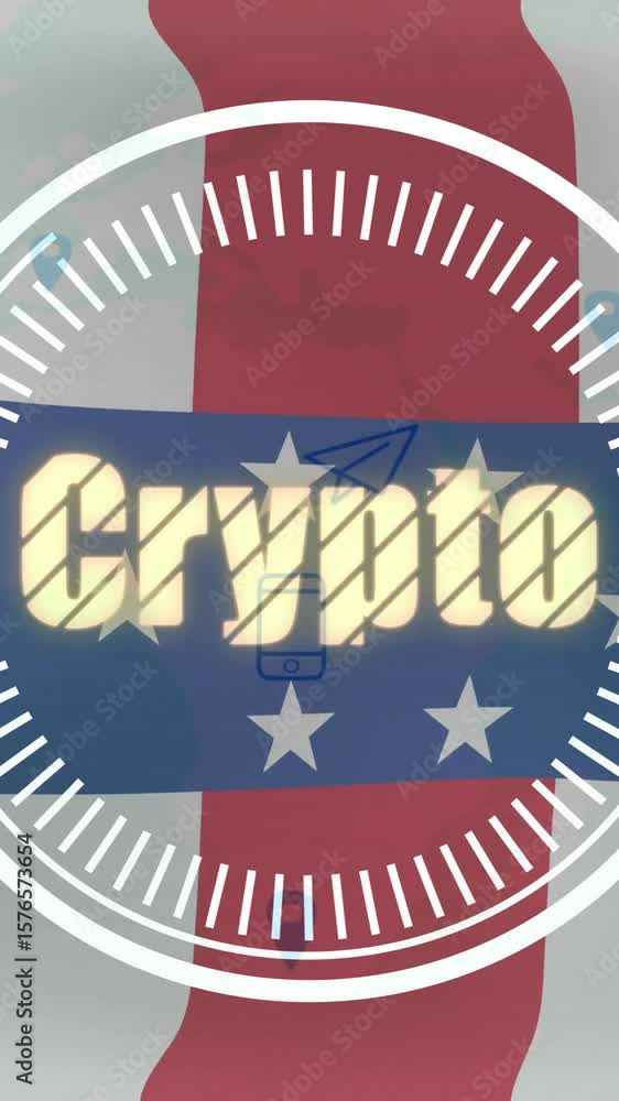 Poster crypto text animation over flag of netherlands antilles with digital icons