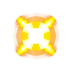 Obraz premium Orange glowing radial gear-like abstract light on transparent background 