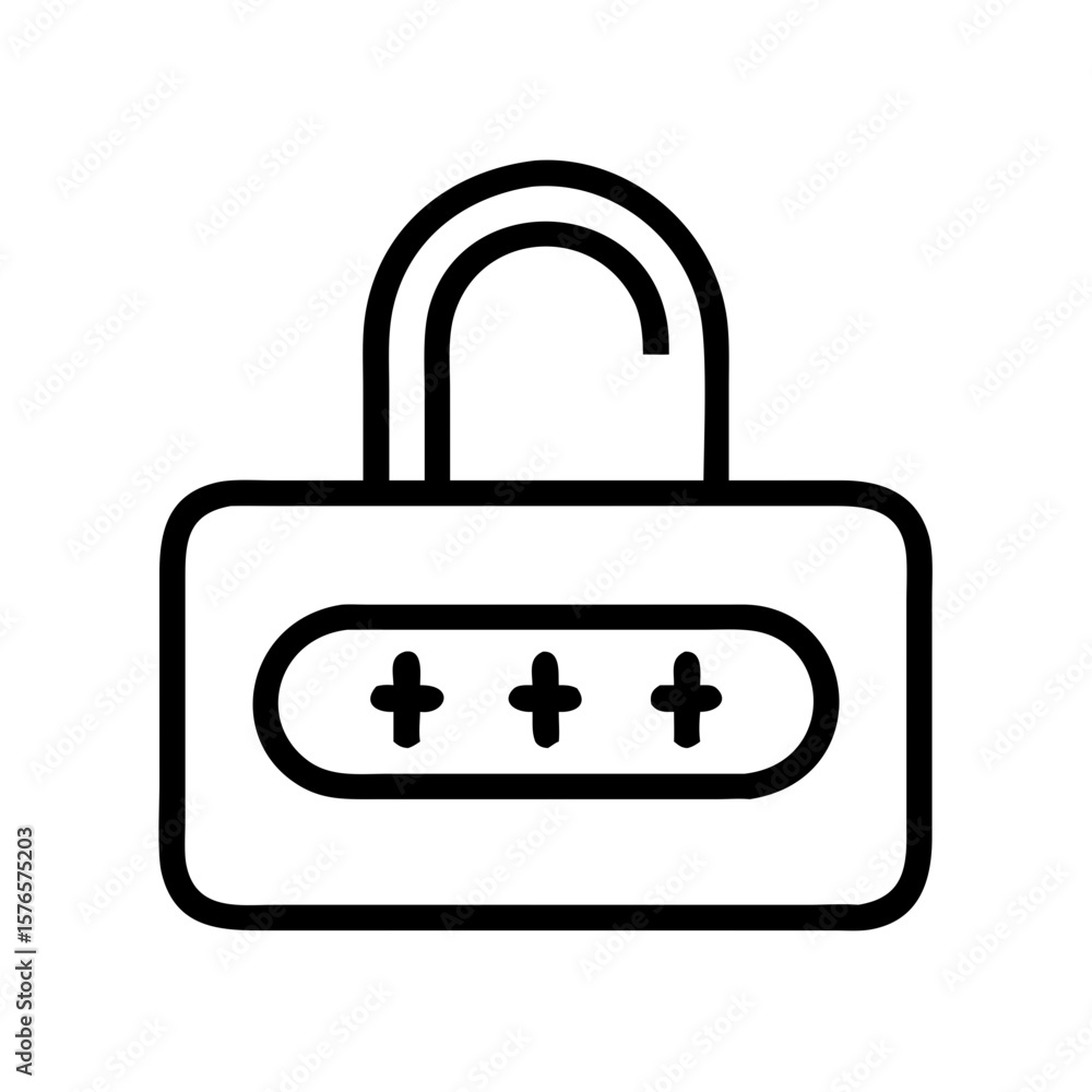 Fototapete Icon of secure lock with keypad in minimalist outline design  