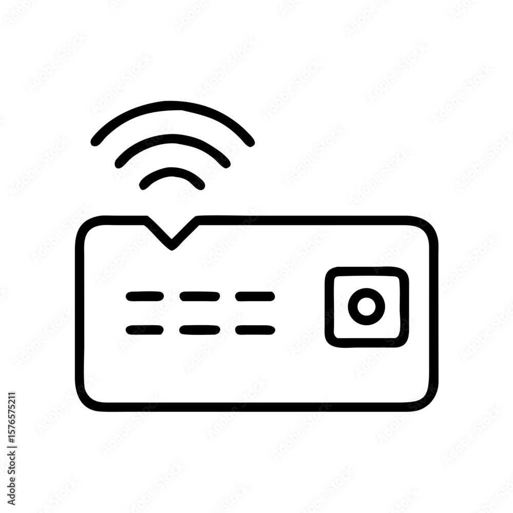 Poster wireless communication icon with signal waves and card design