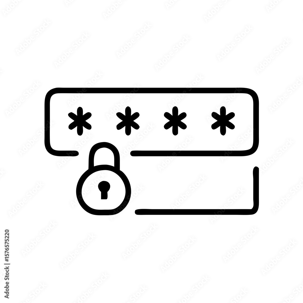 Poster icon of two-factor authentication with password field and lock symbol