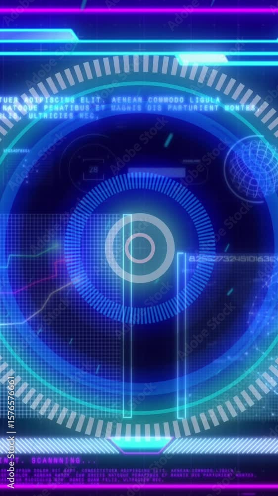 Poster animation of data processing over blue background