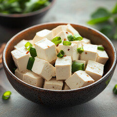 Tofu on a plate.