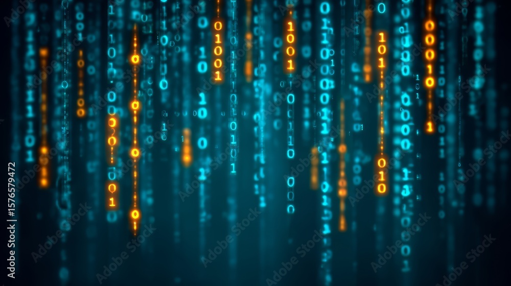 Poster blue and orange background with a series of numbers. the numbers are in a zigzag pattern and are in 