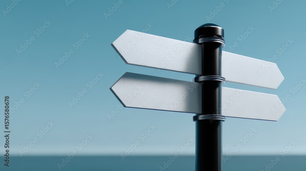 Poster four white street sign with an arrow pointing to the left and another arrow pointing to the right. t